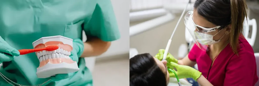 Dental Hygienist cleaning teeth