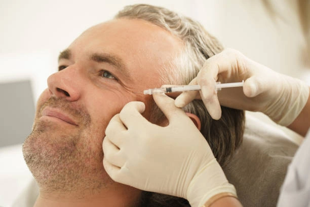 man getting dermal filler treatment