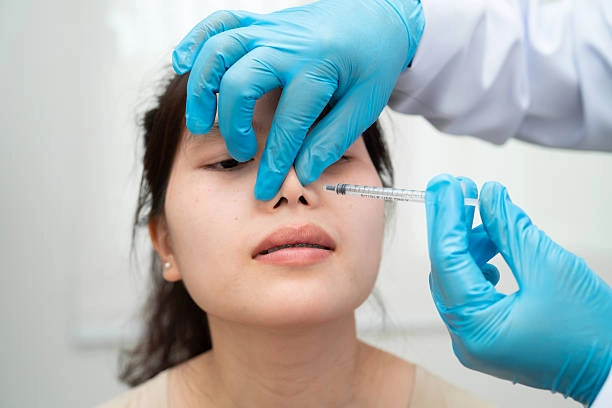 women getting nasal filler injection treatment